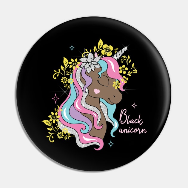 Black Unicorn Pin by POD Anytime