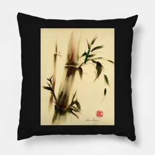 "Calm"  Sumi-e bamboo brush painting Pillow