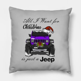 Christmas Jeep Purple Pillow