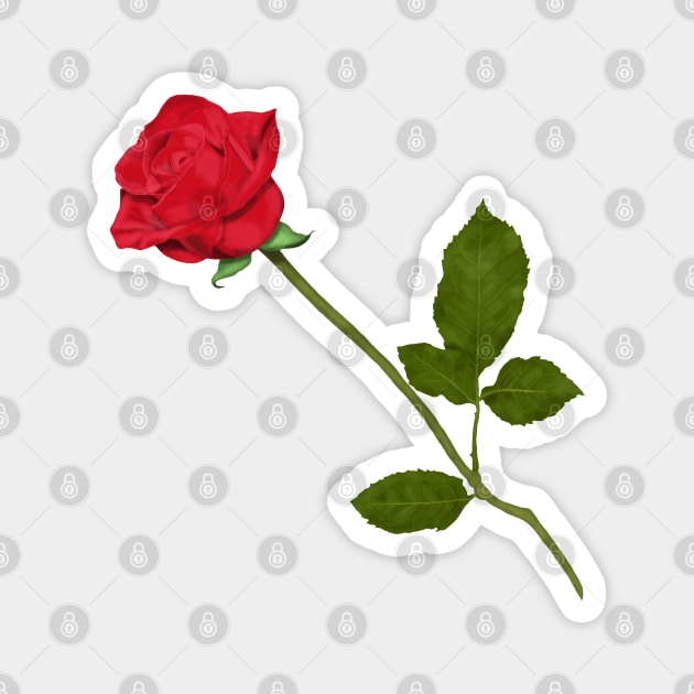 Single Red Rose Flower Magnet by Gothic Rose Designs