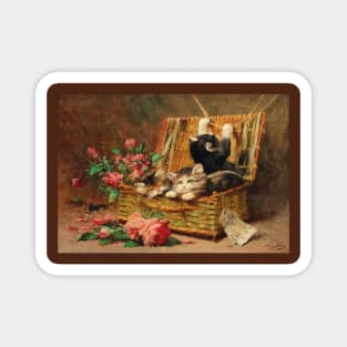 A Basket of Cats by Léon Huber Magnet