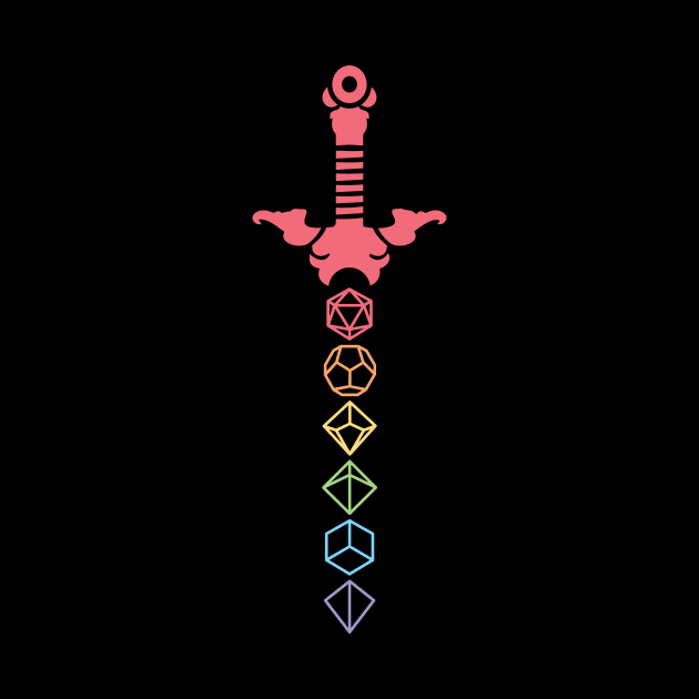 Polyhedral Rainbow Dice Sword by OfficialTeeDreams