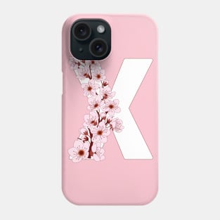 Colorful capital letter X patterned with sakura twig Phone Case