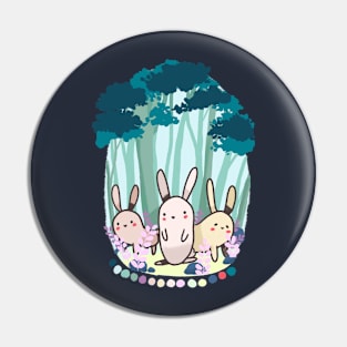 Three cute bunnies in the forest Pin