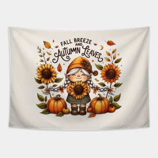 Fall Breeze And Autumn Leaves Tapestry