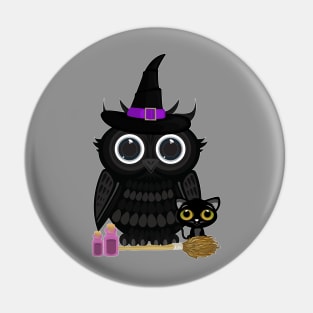 Black Owl Witch Pin