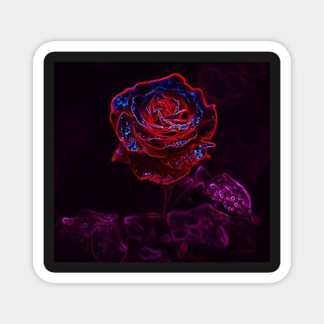 Rose Neon/Cyberpunk/Vaporwave Inspired Art Magnet by Mihadom