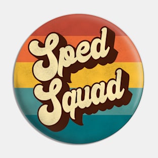 Sped Squad Retro 1970s Vintage Groovy Logo Pin