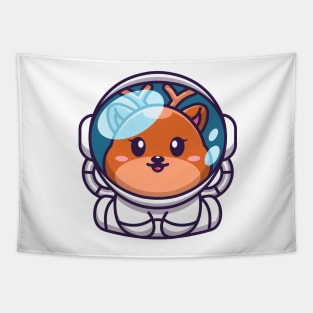 Cute baby deer wearing an astronaut suit, cartoon character Tapestry