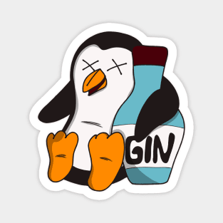 Funny Gin Penguin Magnet