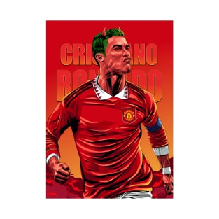 Crimson Fury: Illustrating Cristiano Ronaldo as the Red Devil T-Shirt