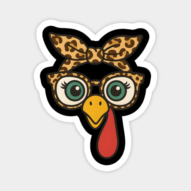 Leopard Print Turkey Face Glasses Magnet by ArtistTee ⭐⭐⭐⭐⭐