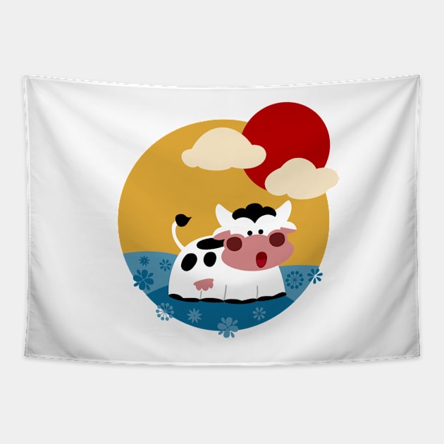 Montain Cow Tapestry by soniapascual