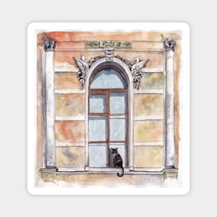 Odessa. Cat on the window. Ukraine. Magnet