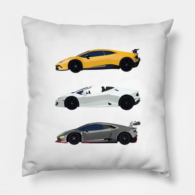 Minimalist Lamborghini Huracán variant Pillow by Vertei