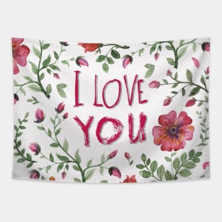 I love you. Floral background Tapestry