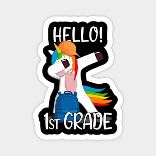 Hello 1st Grade First Day Of first Grade Girls Kids Unicorn Magnet