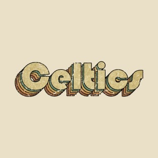 Celtics // Vintage Rainbow Typography Style // 70s T-Shirt