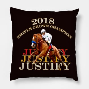 Justify Wins the 2018 Triple Crown Horse Racing Design Pillow