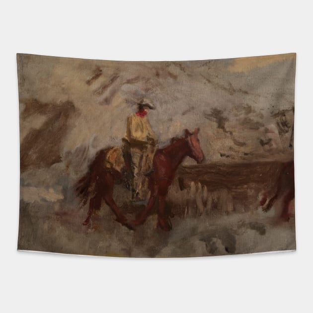 Sketch of a Cowboy at Work by Thomas Eakins Tapestry by Classic Art Stall