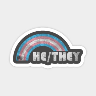 Grunge Transgender Pride - He/They Pronouns Magnet