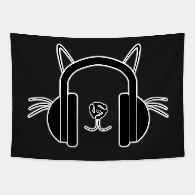 Cat Headphones Logo by Basement Mastermind Cats Tapestry TeePublic