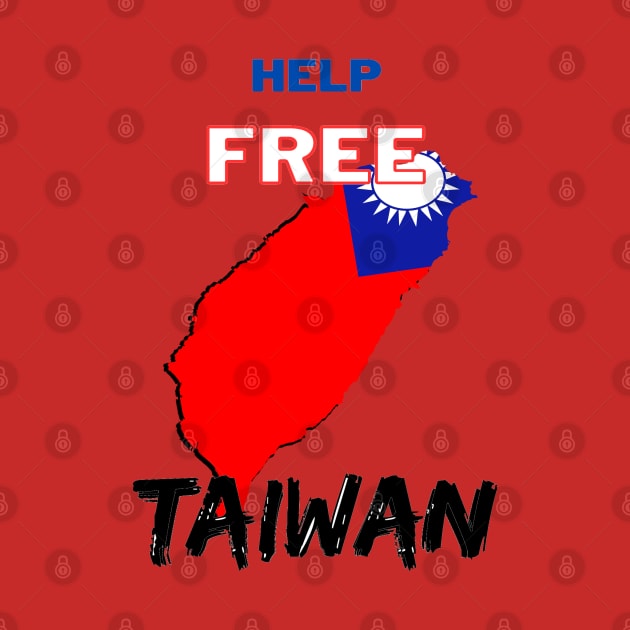 Help Free taiwan - Map of Taiwan in red, blue and white by Trippy Critters