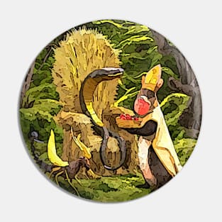 watercolor badger priest brings apples for Palestine Viper Pin