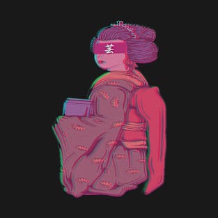 Geisha schoolgirl glitch art T-Shirt