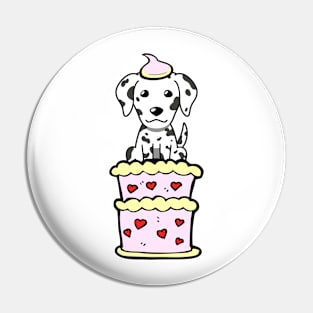 Dalmatian dog Jumping out of a cake Pin