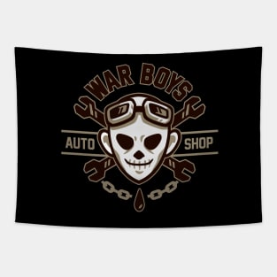 War Boys Auto Shop Tapestry