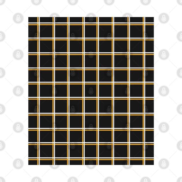 Black with Mustard Yellow Square Grid by OneThreeSix