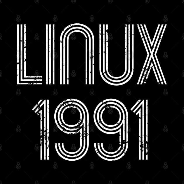 Linux 1991 - Cool Distressed Design for Free Software Geeks by geeksta