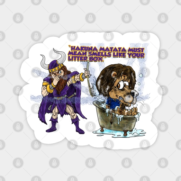 Minnesota Vikings Fans - Kings of the North vs Stinky Kitties Magnet by JustOnceVikingShop