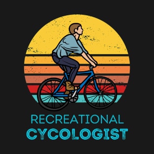 Recreational Cycologist Retro Sunset Cycling T-Shirt