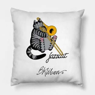 B Kliban Cat - cat plays saxophone Pillow