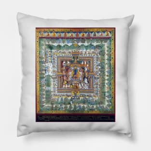 Blue Medicine Buddha Mandala Tibetan Buddhist Thangka Reproduction Pillow