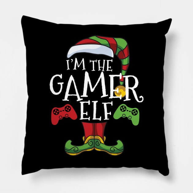 Gamer Elf Family Matching Christmas Holiday Group Gift Pajama Pillow by BeesTeez