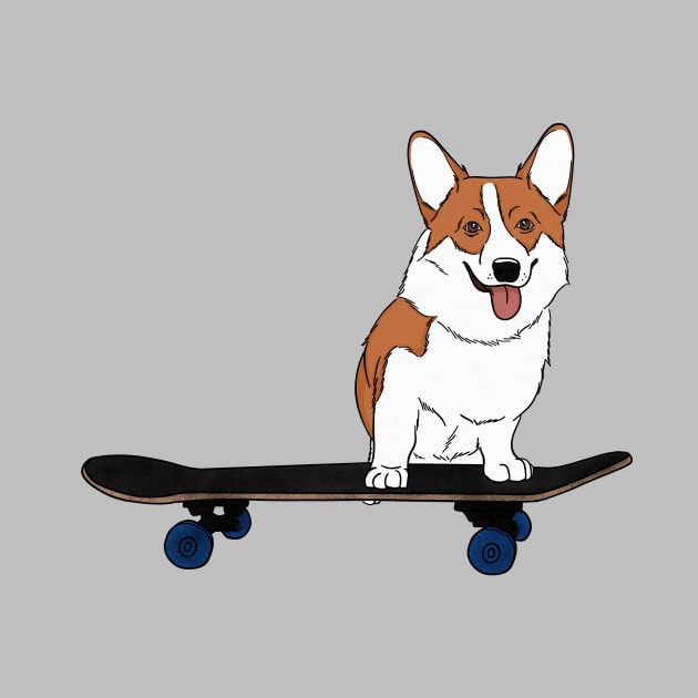 Corgi on Skateboard by rmcbuckeye