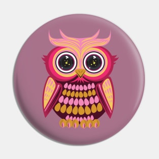 Star Eye Owl - Pink Orange Pin