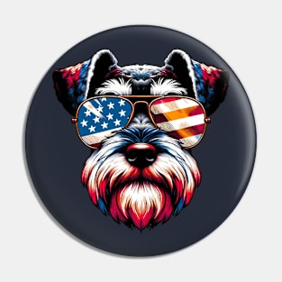 Miniature Schnauzer Patriotic American Flag 4th of July Dog Lover Pin