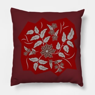 Folk flowers floral art print Flowers abstract art Pillow