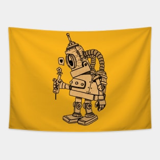 Robot yellow in love Tapestry