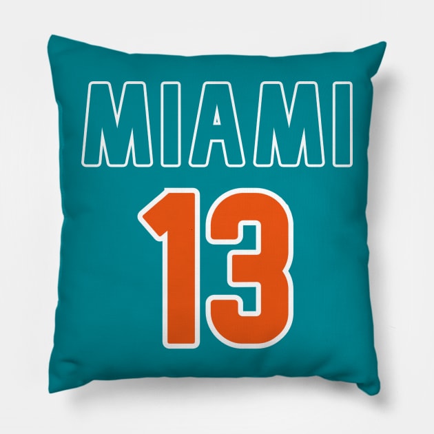 Miami Dolphins - Dan Marino 13 Pillow by Pretty Good Shirts