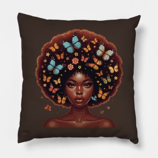 Afro Beauty With Butterflies Pillow