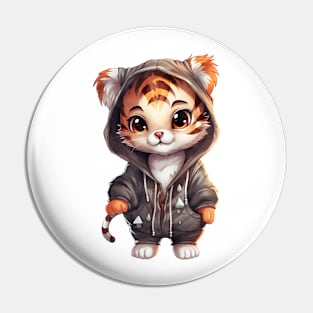 Bengal Tiger Wearing Hoodie Pin