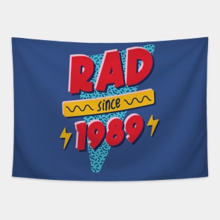 Rad Since 1989 // Retro Memphis Style 90s Nostalgia Tapestry