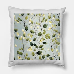 Green Leaves Pattern 3 Pillow