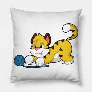 Tiger with Woll yarn ball Pillow