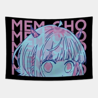 Neon Mem-Cho Peeker -  Oshi no Ko Anime Girl Peeker with MemCho Typography Tapestry